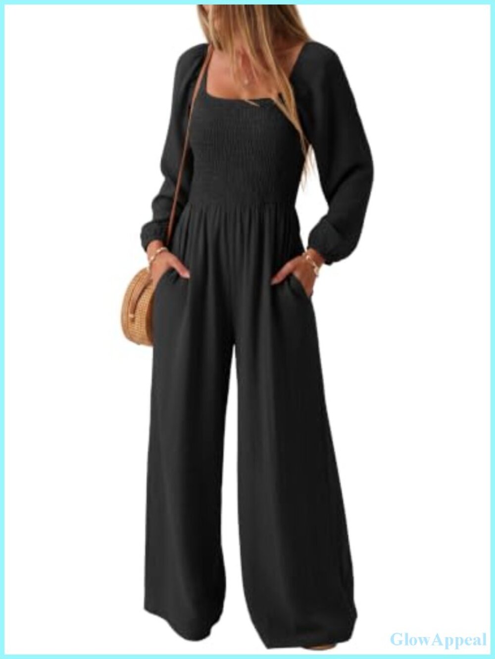 Womens Wide Leg Overalls Romper Long Sleeve